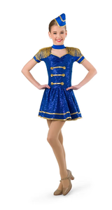 Costume da Ballo da Marinaio con Paillettes per Bambini, Abito Blu Royal da Palcoscenico, Vestito da Ballo da Piccolo Capitano con Paillettes - Product Image 2