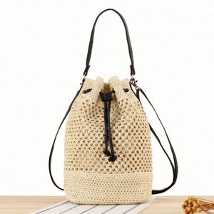 Summer Women Handmade <b>Small</b> Beach Bag Paper Woven Bag Tote Crossbody Bucket Bag - Product Image 3