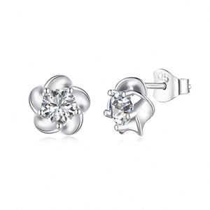 Dylam Trendy <b>Fine</b> Jewelry Designer Rhodium Plated S925 Silver Hypoallergenic Flower 5A Zirconia Diamond Sakura <b>Stud</b> <b>Earrings</b> - Product Image 1