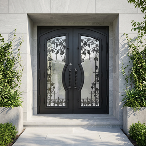 <span class=keywords><strong>Porte</strong></span> d'entrée double en fer forgé, <span class=keywords><strong>porte</strong></span> en acier, <span class=keywords><strong>porte</strong></span> de sécurité en métal - Product Image 2