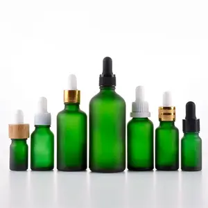 Fabrik Direkt verkauf 5ml 10ml 20ml 30ml 50ml 100ml 120ml grüne Farbe Glas Tropf flasche Hautpflege ätherische Öl flaschen