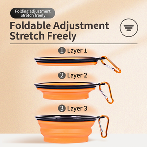 TPE Collapsible Dog Water <b>Bowl</b> 350ml Portable Pet Food Dish with Carabiner Clip for Outdoor Travel - Product Image 5