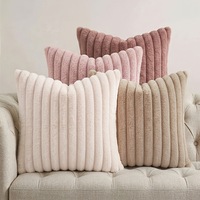 Housses de coussin décoratives en peluche rayées, style moderne farmhouse bohème, avec dos en velours, pour canapé, lit et salon