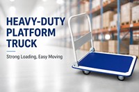 Carro de Compras Plegable con Asa, Carretilla de Mano con Plataforma Plana, Base Metálica, Capacidad de 90 lb, Ruedas Plegables de 4 Pulgadas