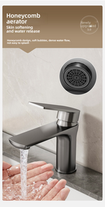 Robinet de lavabo de salle de bain en acier inoxydable en gros <span class=keywords><strong>et</strong></span> robinet de lavabo en acier inoxydable gris anthracite anti-rayures - Product Image 4