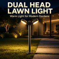 Lampe de balise LED extérieure à double tête 36W en aluminium moulé sous pression pour éclairage commercial de parcs, allées et aménagements paysagers