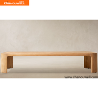 Ensemble de meubles de patio extérieur en teck massif moderne et écologique, canapé en tissu résistant aux intempéries, fauteuil, table basse en rotin, banc