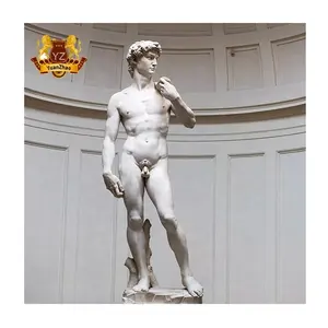 Outdoor Decoration Modern Art Naked Man Statue Stone Carving White Marble David Statue Sculpture