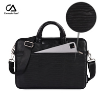 Tas Laptop Kulit Multifungsi untuk Pria, Kantong Laptop Anti Air dengan Pegangan untuk Macbook Thinkpad