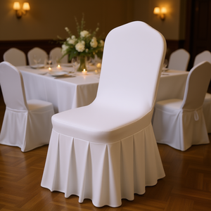 Fundas de Licra de Poliéster Blancas para Sillas, Fundas Elásticas con Frente Plano de 20.08 X 17.72 X 37.4 Pulgadas para Bodas y Cenas - Product Image 2