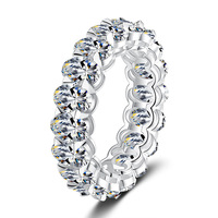 Bague d'éternité complète en argent sterling S925 avec certificat GRA, moissanite taille ovale couleur D VVS1, alliance de mariage empilable pour femme