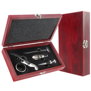 5-Piece kim loại rượu vang Opener thiết lập trong thanh lịch hộp gỗ - Product Image 2