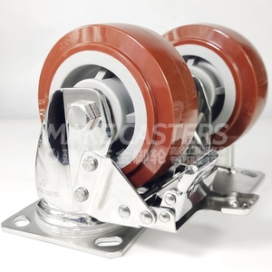 Edelstahl-Rollen räder SUS 304 316 Heavy <span class=keywords><strong>Duty</strong></span> 4 "5" 6 "8" Zoll Schwenk bremse Starre Lebensmittel wagen PU-Platte Industrial <span class=keywords><strong>Caster</strong></span> - Product Image 3
