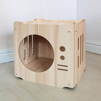 Lit pour chien et chat en bois massif écologique et durable, imperméable, modulaire, cage DIY robuste, meubles pour animaux de compagnie d'intérieur/extérieur