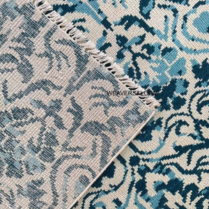 Alfombra Oushak Azul Turquesa Anudada a Mano, Alfombra Oriental de Lana, Alfombra Vintage, Alfombra Turca Boho para Sala de Estar - Product Image 1