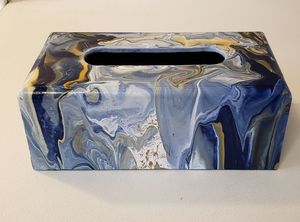 Boîte à mouchoirs en résine artisanale avec fleurs séchées et feuille d'or porte-serviettes en acrylique décoratif pour la maison et le bureau - Product Image 3