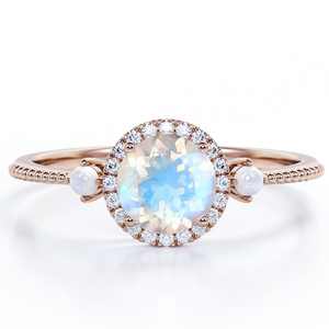 Anillo Apilable de Plata de Ley 925 con Piedra Lunar Arcoíris y Topacio, Diseño de Hada Bailarina, Color Oro Rosa, OEM - Product Image 5