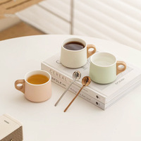 Tasse à café en céramique Shangjin Fresh Chic avec soucoupe, couleur unie, style Instagram, tasses assorties pour couples, coffret cadeau
