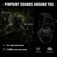 Casque anti-bruit électronique tactique à déconnexion rapide, conception modulaire, NRR 25 dB, protection auditive pour le tir, compatible avec plusieurs casques