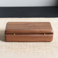 Boîte de rangement pour tampons en bois de noyer en gros, boîte à sceaux en bois faite à la main avec couvercle à charnières