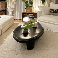 Table basse ovale irrégulière en verre et acier, style nordique créatif, pour salon, couleur crème