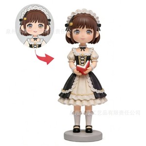 ฟิกเกอร์สาวใช้สไตล์โลลิต้า หัวกลม สีขาวงาช้าง ทำจากเรซิ่นสังเคราะห์ ของตกแต่ง ของขวัญ - Product Image 1