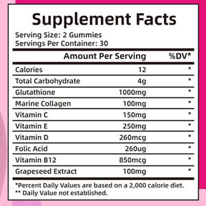 مكملات غذائية مضادة للأكسدة لصحة البشرة، مستخلص الكولاجين، حلوى جومي لتبييض البشرة وإزالة البقع الداكنة - Product Image 2