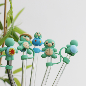 Custom Wholesale BPA Free Food Grade Safe Silicone <strong>Straw</strong> Toppers for Cups Animal Silicone <strong>Straw</strong> Cover <strong>Hats</strong> <strong>Drinking</strong> Accessories - Product Image 6