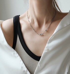 Collar de cadena circular con cuentas entrelazadas estilo <span class=keywords><strong>BF</strong></span> para parejas, joyería de acero inoxidable que no se deslustra, regalo diario o de aniversario - Product Image 2