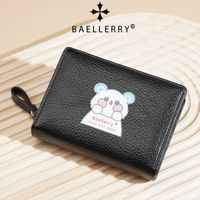 Dompet Kartun Kecil Baru Baellerry untuk Wanita, Dompet Lipat Tipis dengan Resleting, Tempat Kartu dari Kulit PU, Dompet Musim Semi yang Lucu dan Trendi