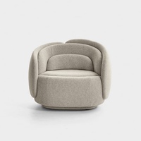 Muebles de Diseño, Juego de Sofás en Forma de L para Sala de Estar, Respaldo Curvo Personalizado, Base de Madera, Sillón Individual