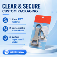 Emballage blister personnalisé en PET transparent recyclable avec trou de suspension, décapsuleur mousqueton pour accessoires de téléphone portable, plateau thermoscellé