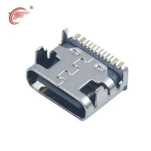 TYP-C <span class=keywords><strong>USB</strong></span>-Anschluss 16-PIN Buchse LCP Schwarz Einsatz Edelstahlgehäuse C7025 Terminal 94-V0 Positionierungssäule ROHS PCB - Product Image 1