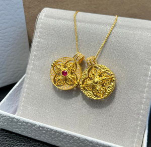 Kalung Perhiasan Trendi Liontin Kalung Vajra Emas Murni 18K dengan Rantai Tautan Hadiah Anak-anak untuk Pacar di Qixi - Product Image 3