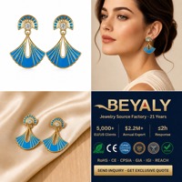 Boucles d'oreilles plaquées or avec breloques en émail, couleur goutte d'huile rayée et pierres précieuses