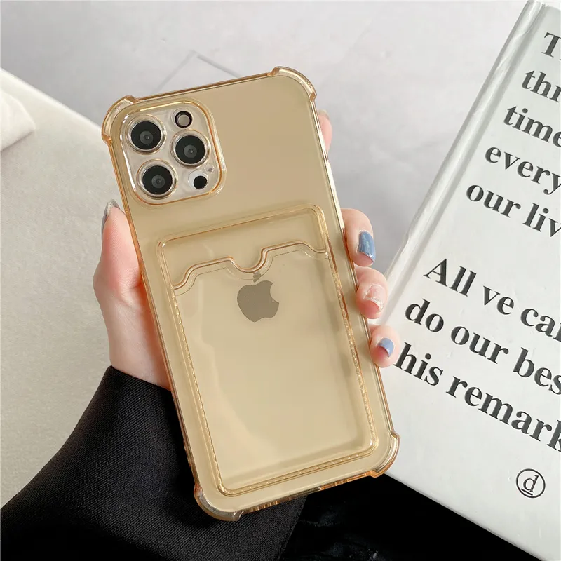 for iPhone 12 Case with TPU Built-in Card Bag Pocket Silicon Cell Phone Case Card Slot for iPhone 12 Case with Card Holder