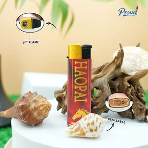 Briquet à flamme jet coupe-vent personnalisé avec logo OEM - Corps en plastique durable, rechargeable, prix de gros direct usine - Product Image 4