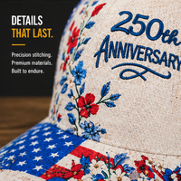 Cappelli per il 250° Anniversario USA, Berretti Snapback a 5 Pannelli con Visiera Curva Regolabile, Cappellini da Baseball Personalizzati con Logo Ricamato