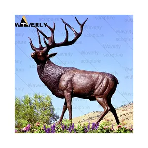 Outdoor Garden Decoration Cast Antique Life Size Metal Statues De Cerf Bronze White Tail Whitetail Deer Statue