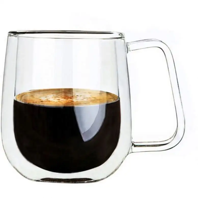 Kapaklı çift kahve borosilikat çay kahve tabakası toptan yüksek ayı şeffaf inek yalıtımlı kaliteli çift cam bardak