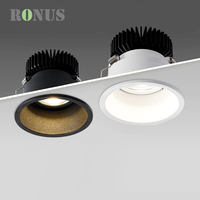 Spot de plafond Commercial 9W vers le bas 12W encastré LED réglable hôtel Anti-éblouissement COB Downlight