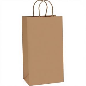 Bolsas de Papel Kraft Marrón para Vino, 5.25x3.25x13 Pulgadas, 50 Unidades, Asas de Papel Retorcidas, para Regalos, Manualidades y Fiestas - Product Image 1