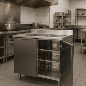 خزائن مطبخ حديثة بتصميم خزانة تنظيم لوازم مطبخ من الفولاذ المقاوم للصدأ خزانات مطبخ خارجية مقاومة للماء - Product Image 2