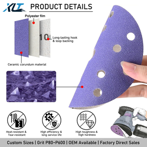 Disco Abrasivo in Ceramica Viola da 6 Pollici con 15 Fori, Retro in Velcro, Carta Abrasiva Senza Colla P60-P800 per Riparazione Carrozzeria <span class=keywords><strong>Auto</strong></span>, Campione Gratuito - Product Image 2