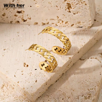 Boucles d'oreilles clous minimalistes Withher, style cubain, chaîne creuse, boucles d'oreilles créoles vintage, style urbain, pour femme, boucles d'oreilles tendance