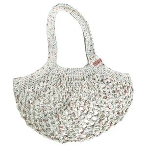 Vente en gros de grand sac cabas en maille personnalisé belle fermeture éclair en coton et laine avec motif de logo design fait main deux poignées pour le voyage - Product Image 2