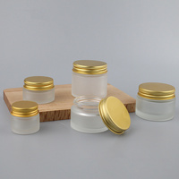 Vente en gros de pots en verre ambré transparent givré pour la fabrication de bougies avec couvercles en métal doré ou argenté, 60 ml, 100 ml, pots pour crème cosmétique