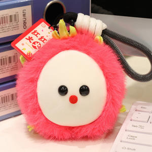 Colgante de peluche de la serie Frutas: Melocotón, Caqui, Limón, Semilla de Castaño, Pitaya, Sandía - Diseño de fieltro y malla para aliviar el estrés - Product Image 4