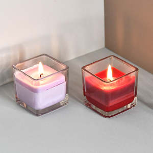 Wholesale 80ml 135ml 300ml 640ml Empty Unique Square Glass Soy Wax Candle Container Candle Jar for Christmas Decoration - Product Image 2
