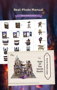 La Porte du Royaume Secret, modèle de cabane en bois à monter soi-même, 50 pièces, support de livre à assembler manuellement, à partir de 14 ans, <span class=keywords><strong>puzzle</strong></span> en bois <span class=keywords><strong>3D</strong></span> - Product Image 4